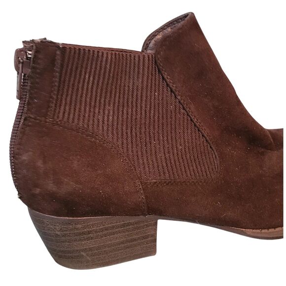 Union Bay Brown Timmy Suede Ankle Boot Stretch Bootie 1.5" Heel Back Zipper 7M - Picture 3 of 8